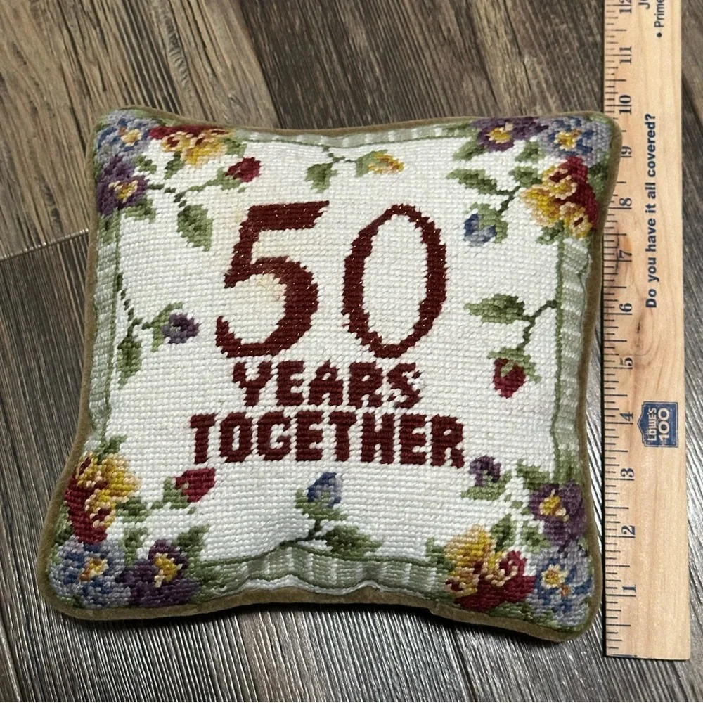 50th anniversary decorative pillow green small
